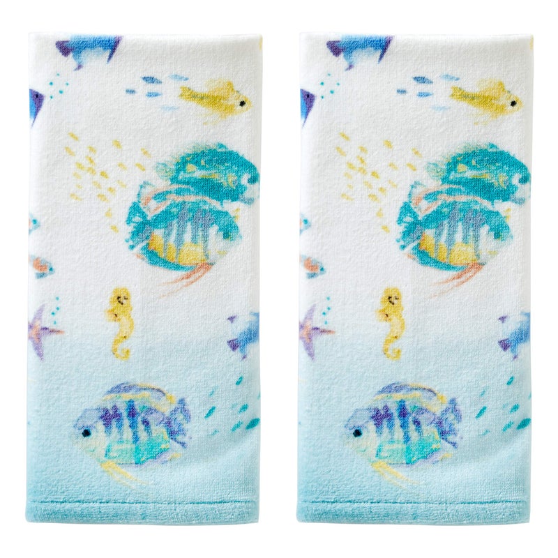 SKL Home Ocean Watercolor Hand Towel, Multi (2-Pack) - Image 1
